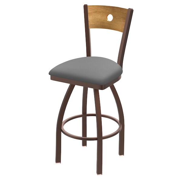 25" Swivel Counter Stool, Bronze Finish, Med Back, Canter Grey Seat